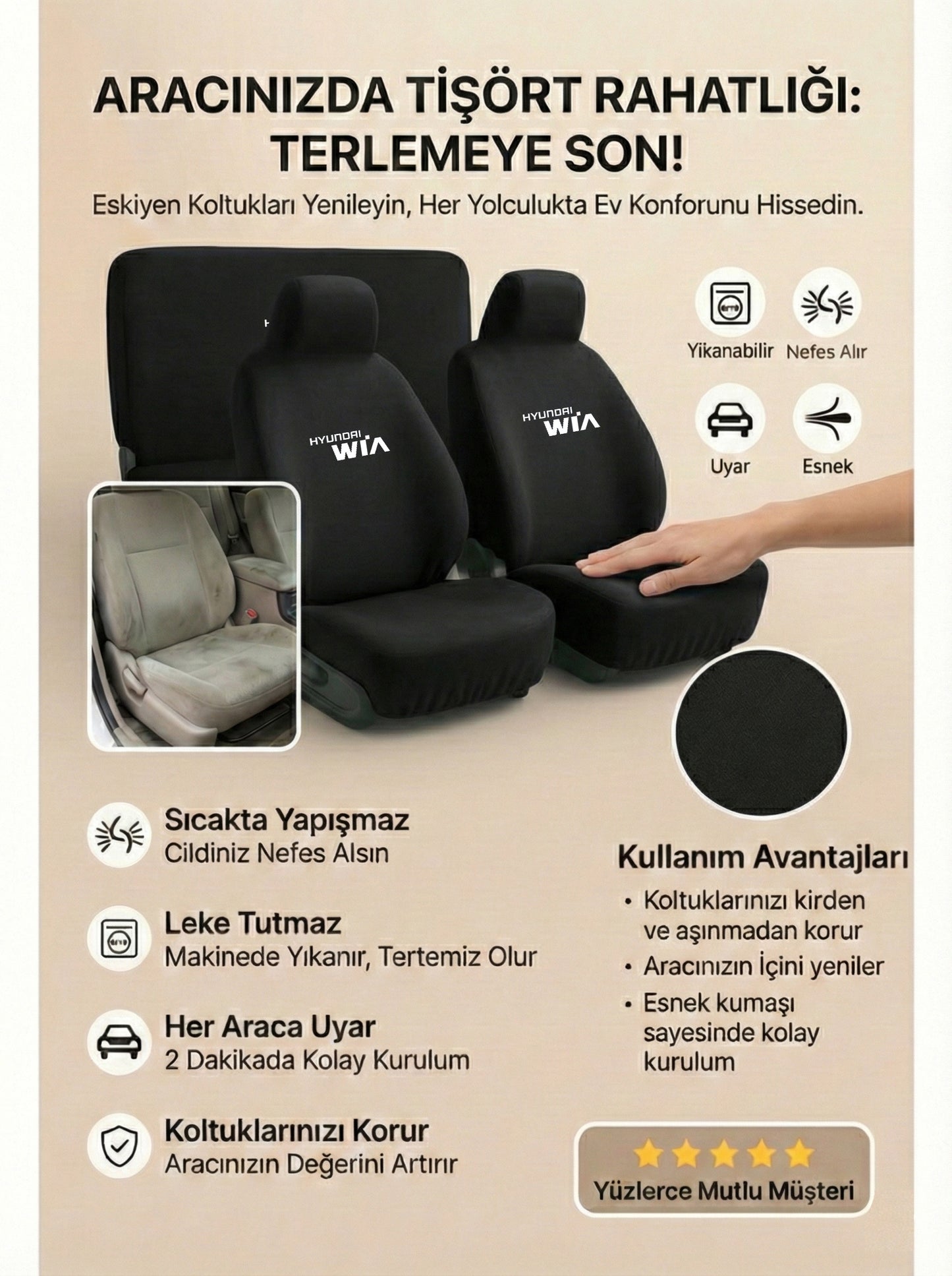 hyundai tucson uyumlu penye oto koltuk kılıfı