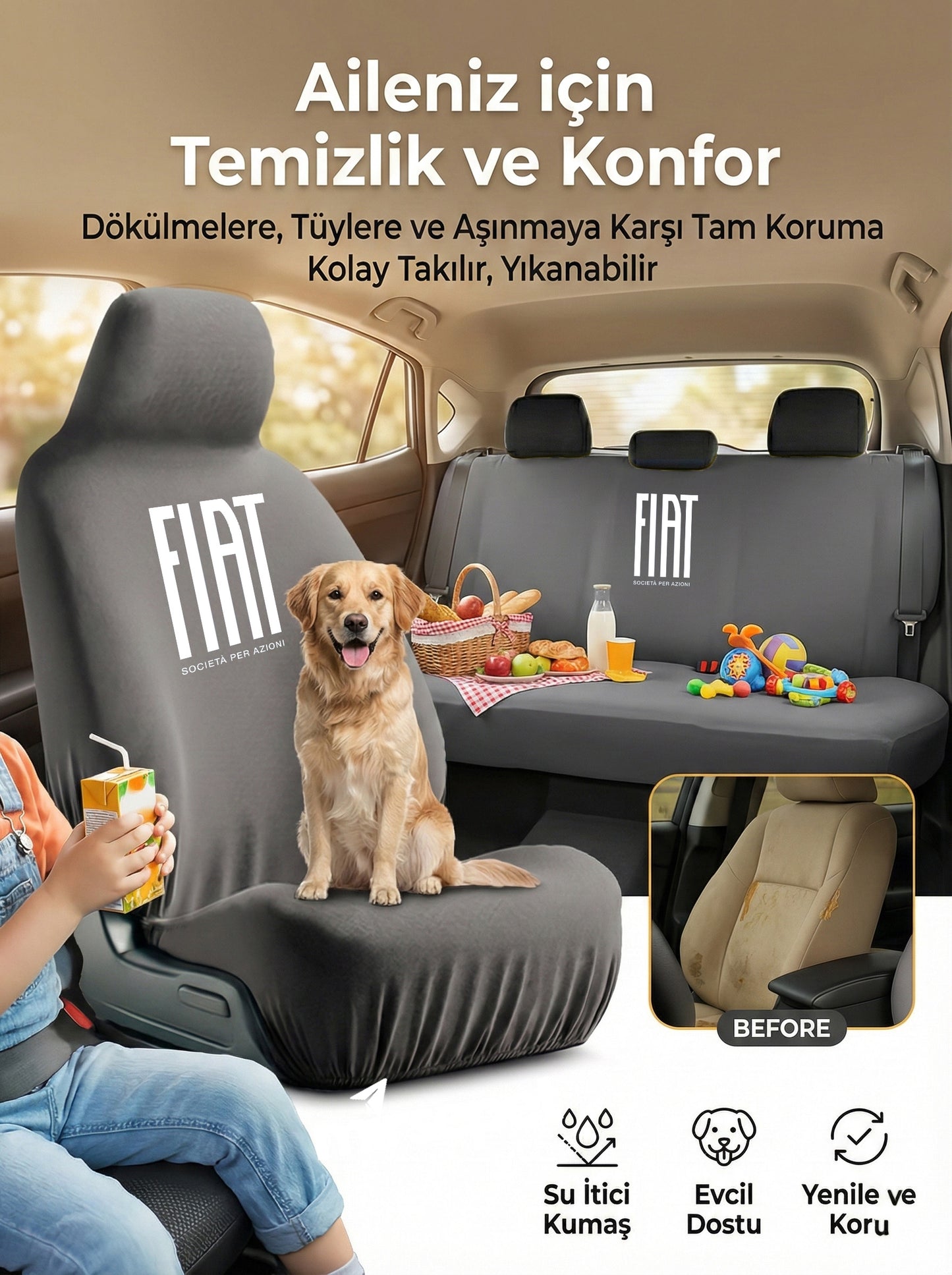 fiat uyumlu penye oto koltuk kılıfı