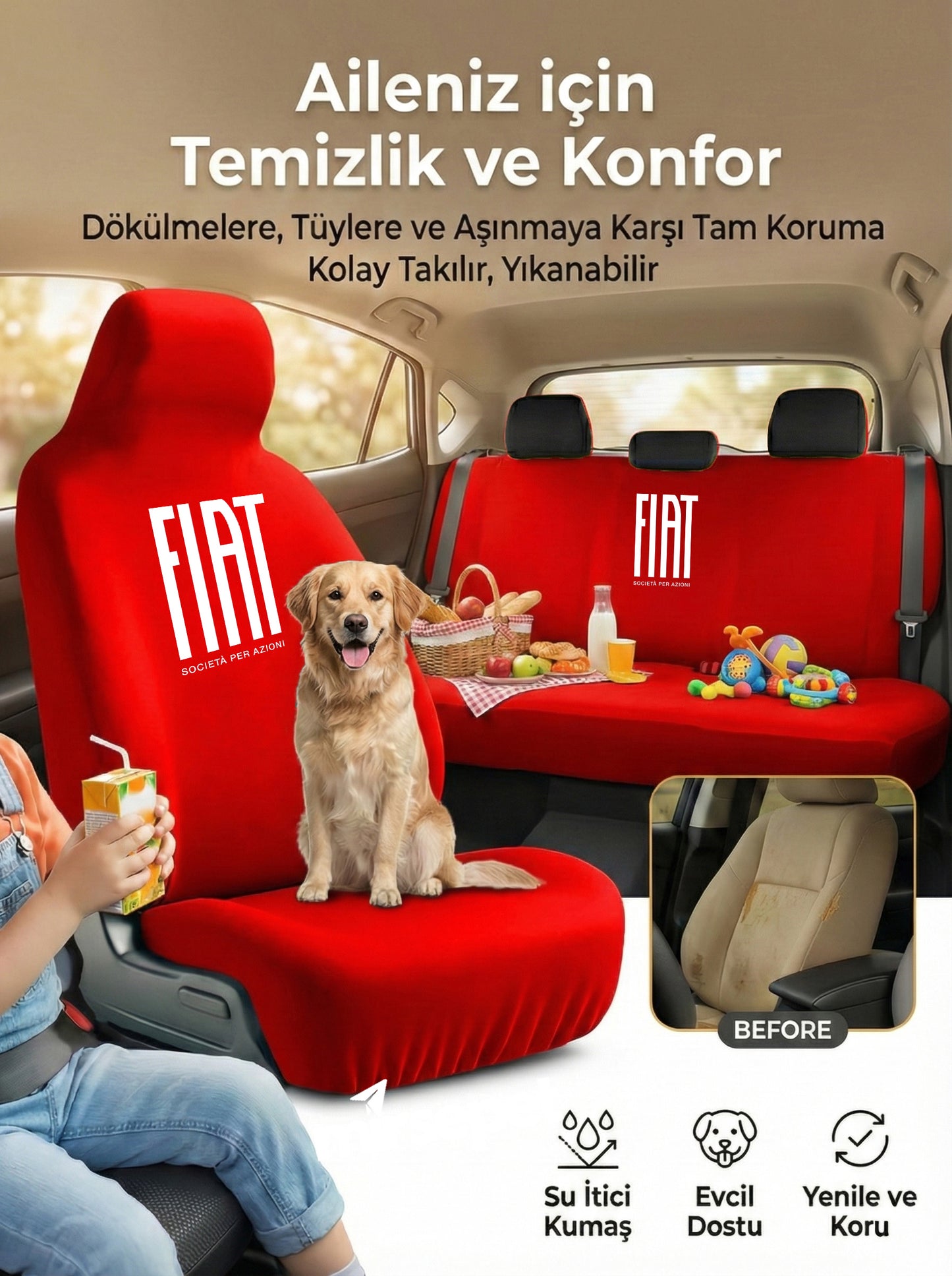 fiat uyumlu penye oto koltuk kılıfı