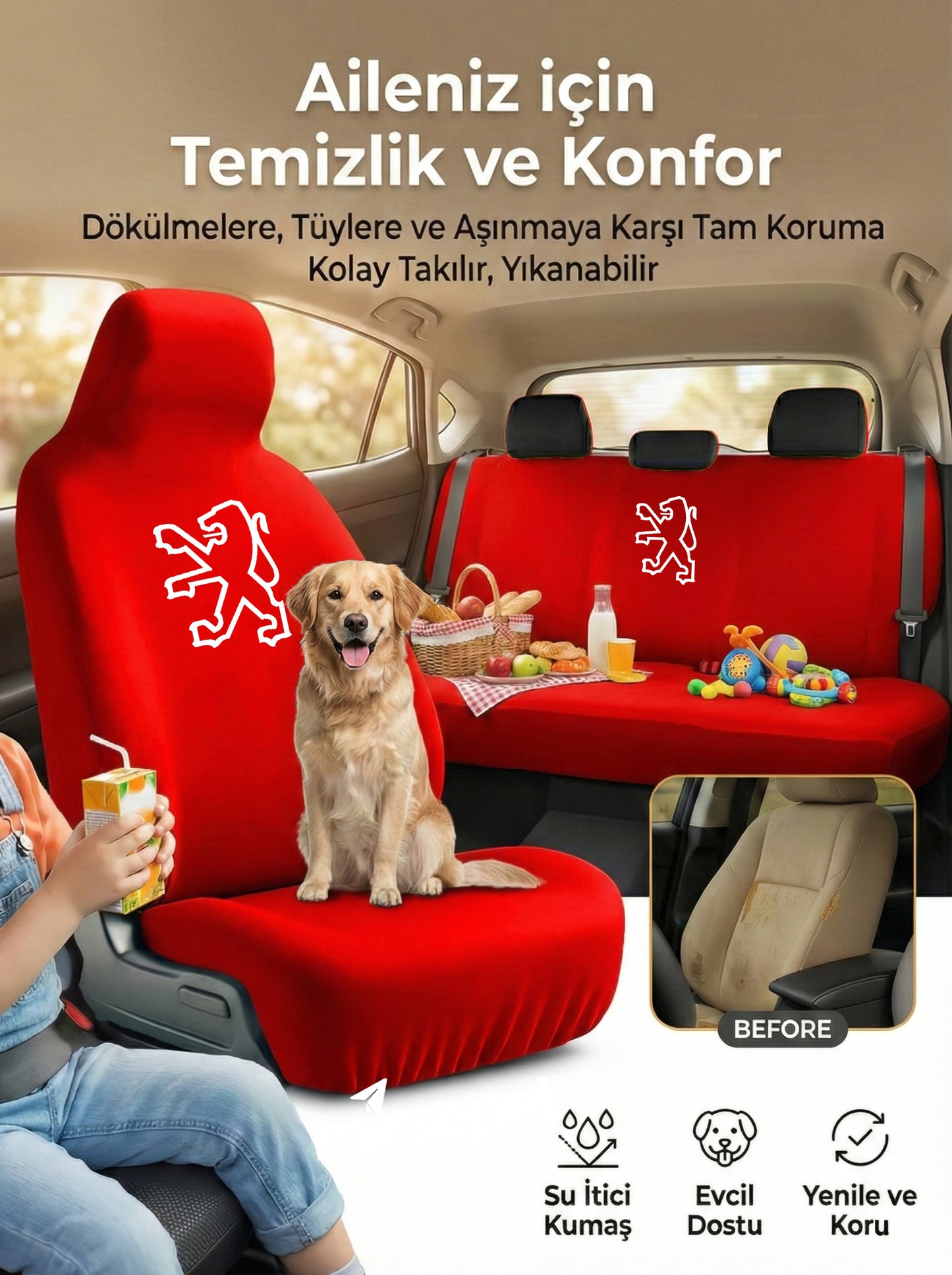 peugeot uyumlu penye oto koltuk kılıfı