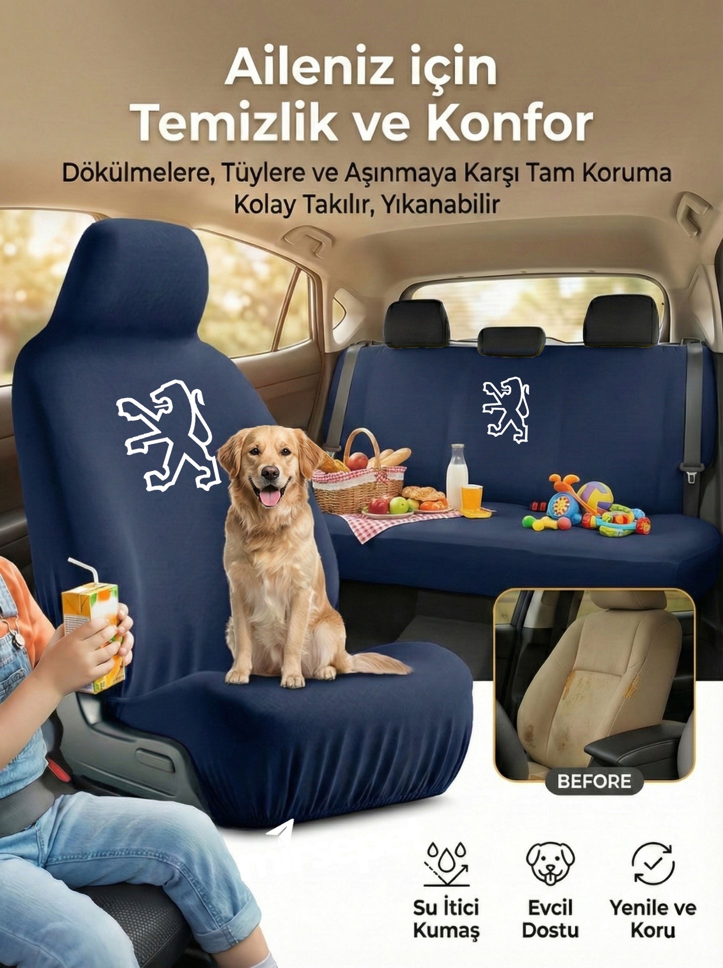 peugeot uyumlu penye oto koltuk kılıfı