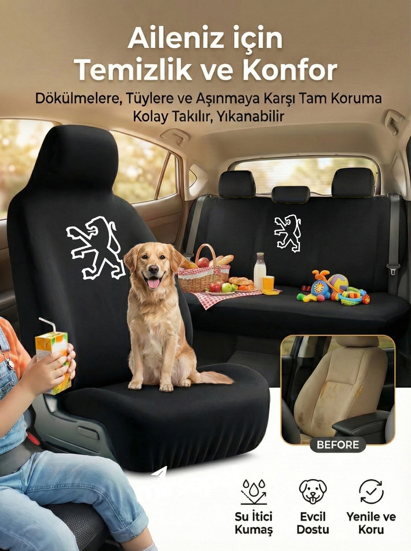 peugeot uyumlu penye oto koltuk kılıfı