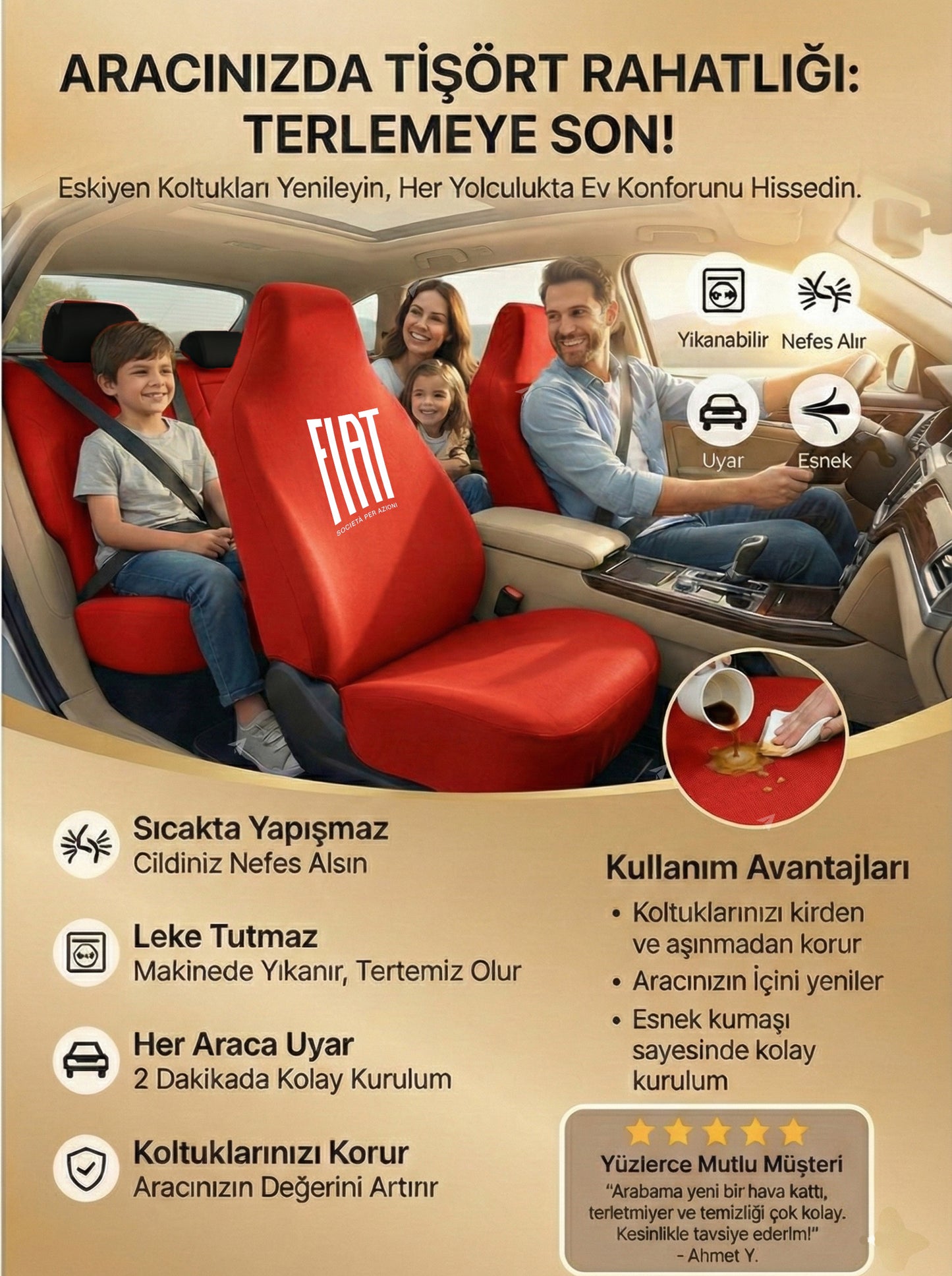 fiat uyumlu penye oto koltuk kılıfı
