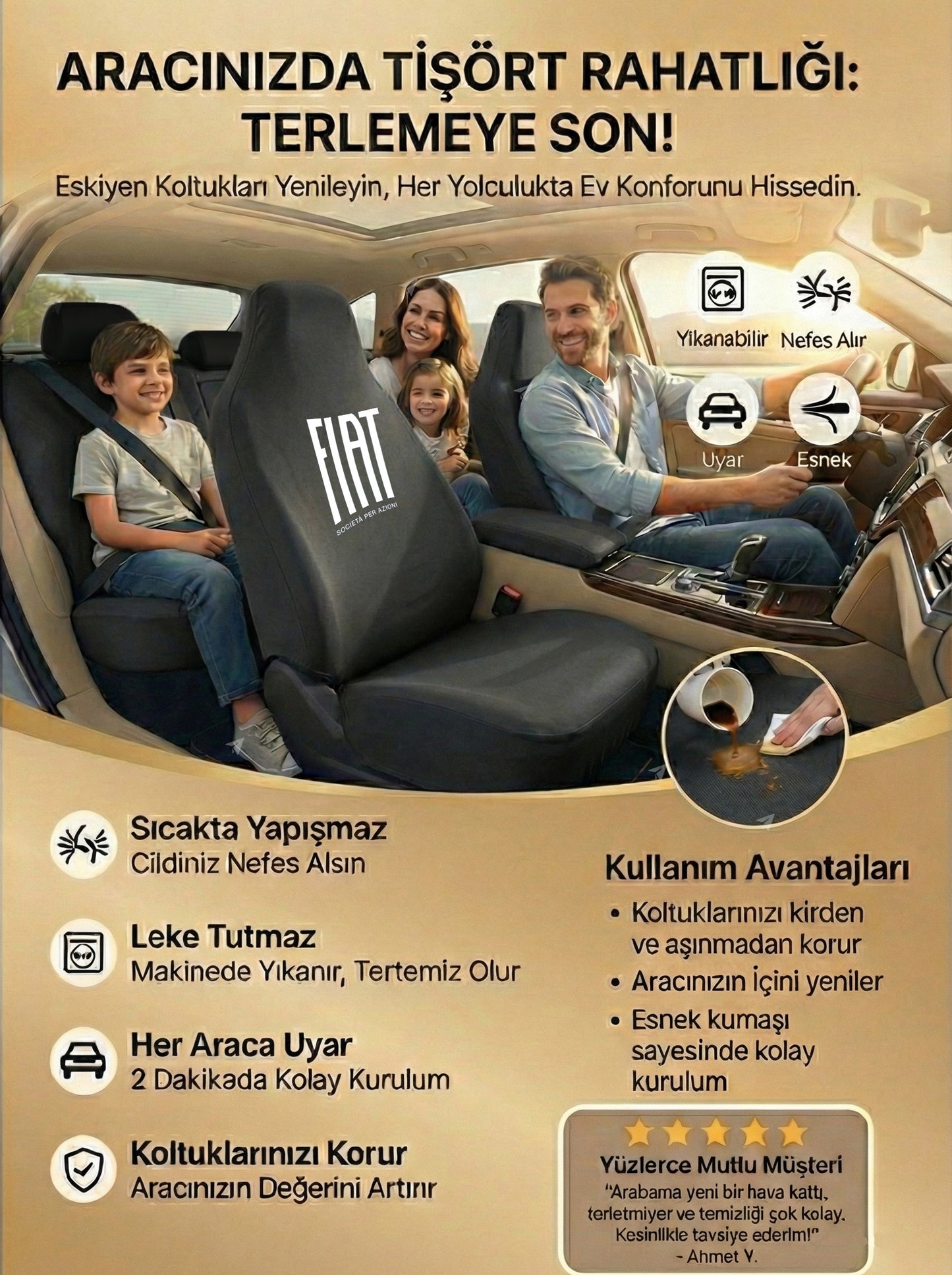 fiat uyumlu penye oto koltuk kılıfı