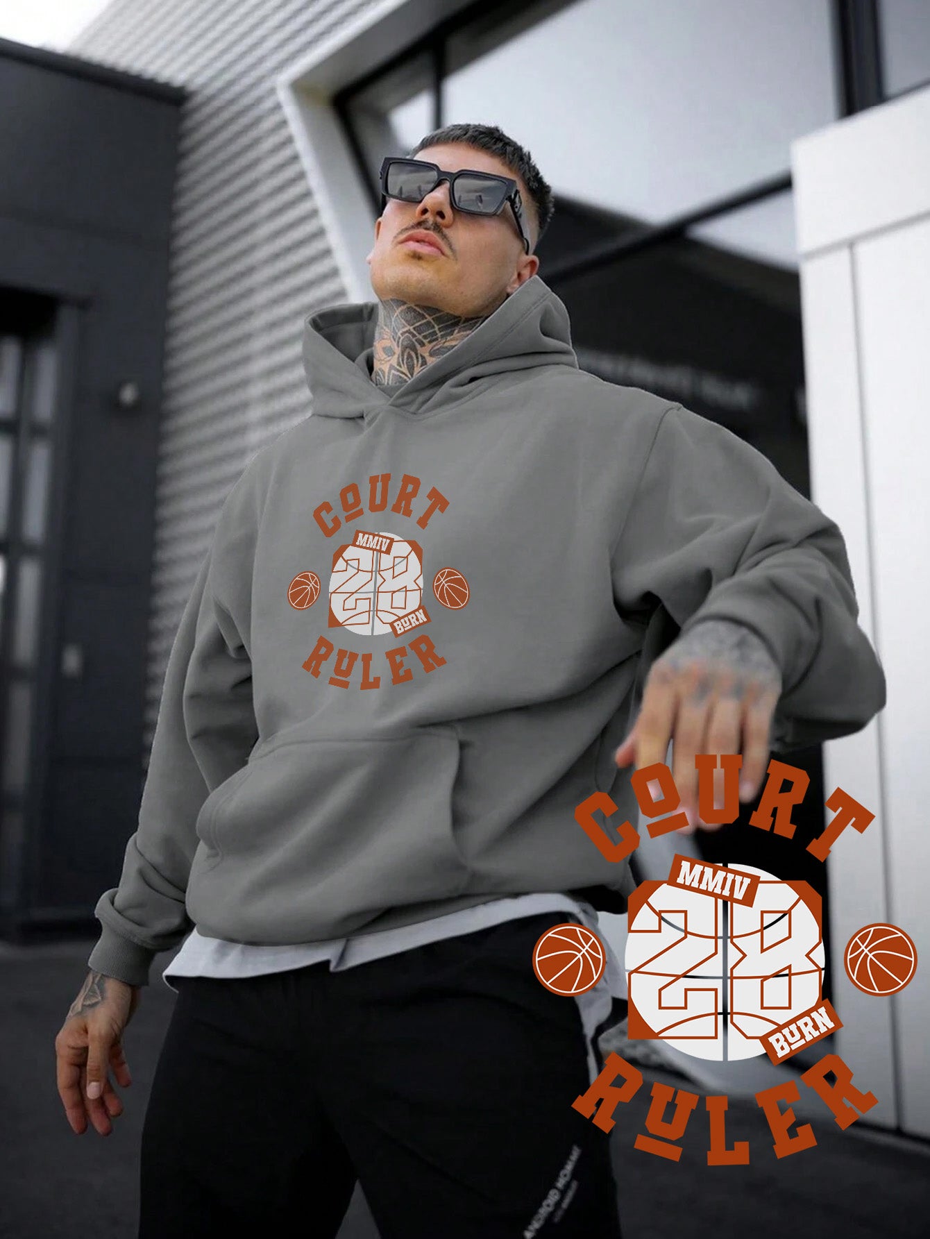 kadın, erkek sweatshirt oversize basketball baskılı kalın siyah sevgili sweatshirt