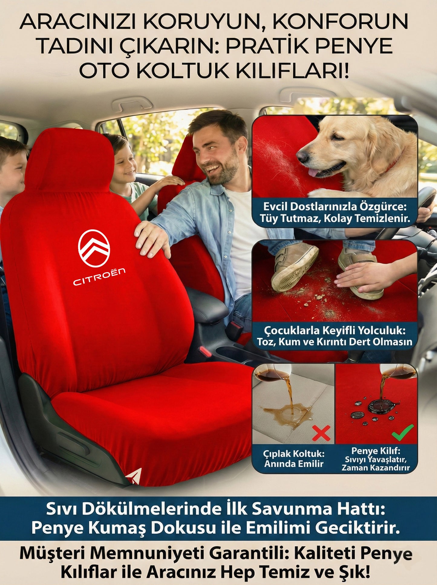 citreon uyumlu penye oto koltuk kılıfı