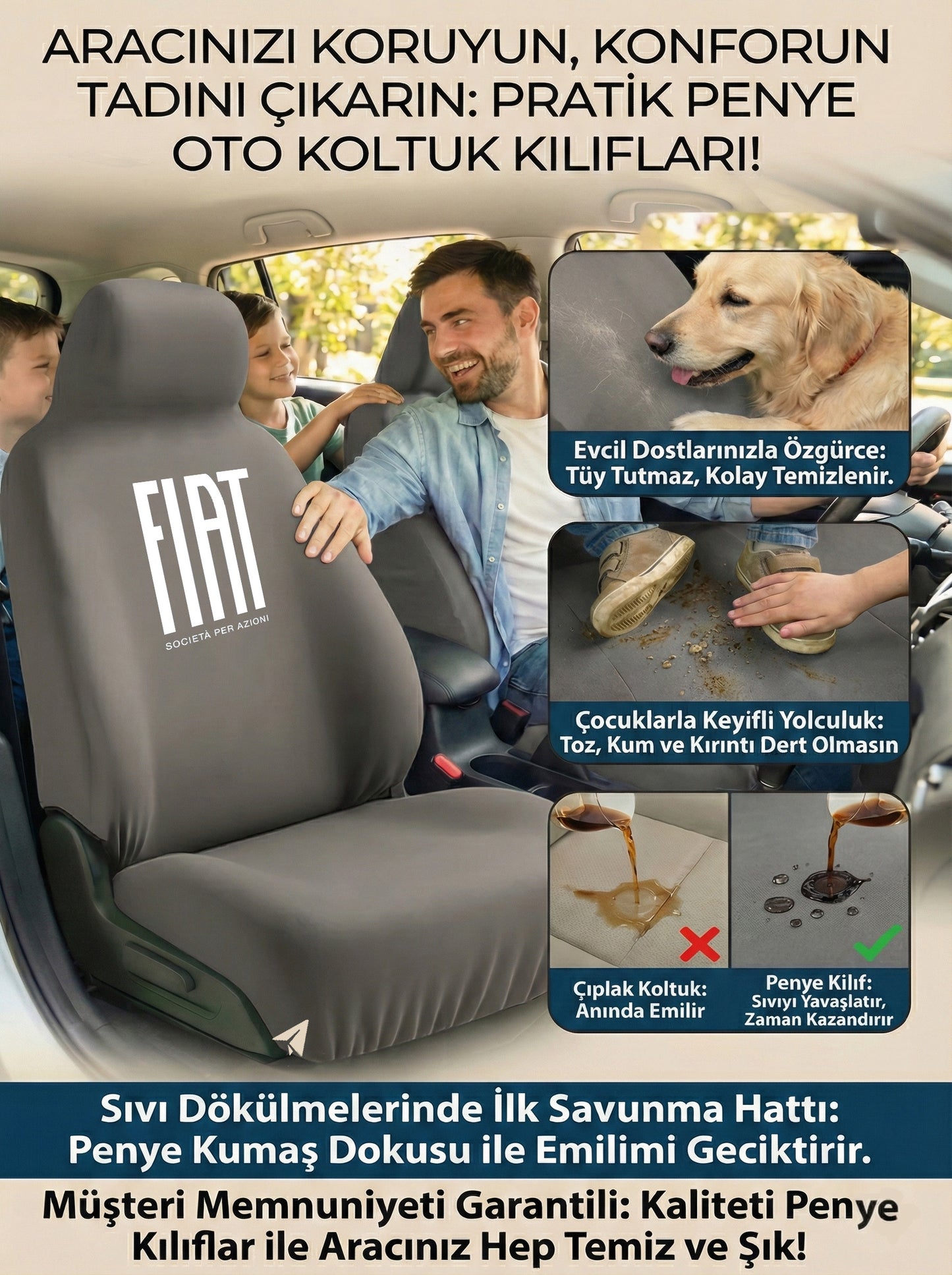 fiat uyumlu penye oto koltuk kılıfı