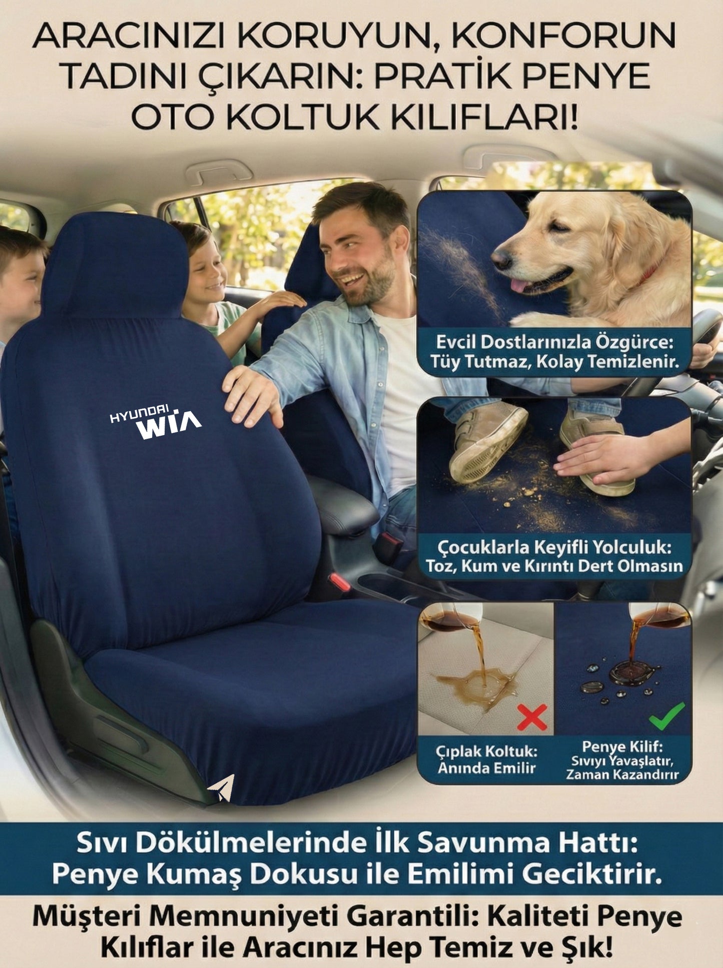 hyundai uyumlu penye oto koltuk kılıfı