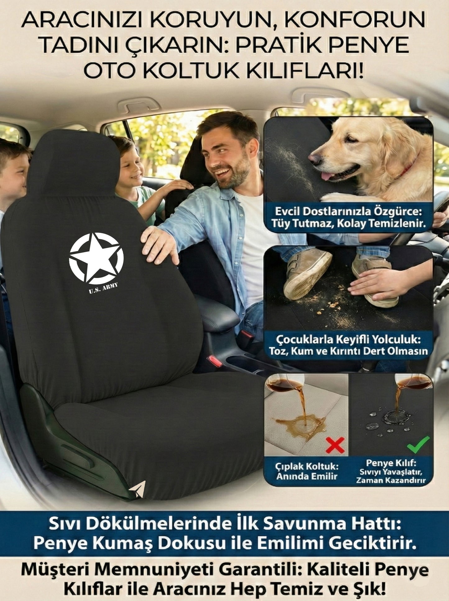 jeep uyumlu penye oto koltuk kılıfı