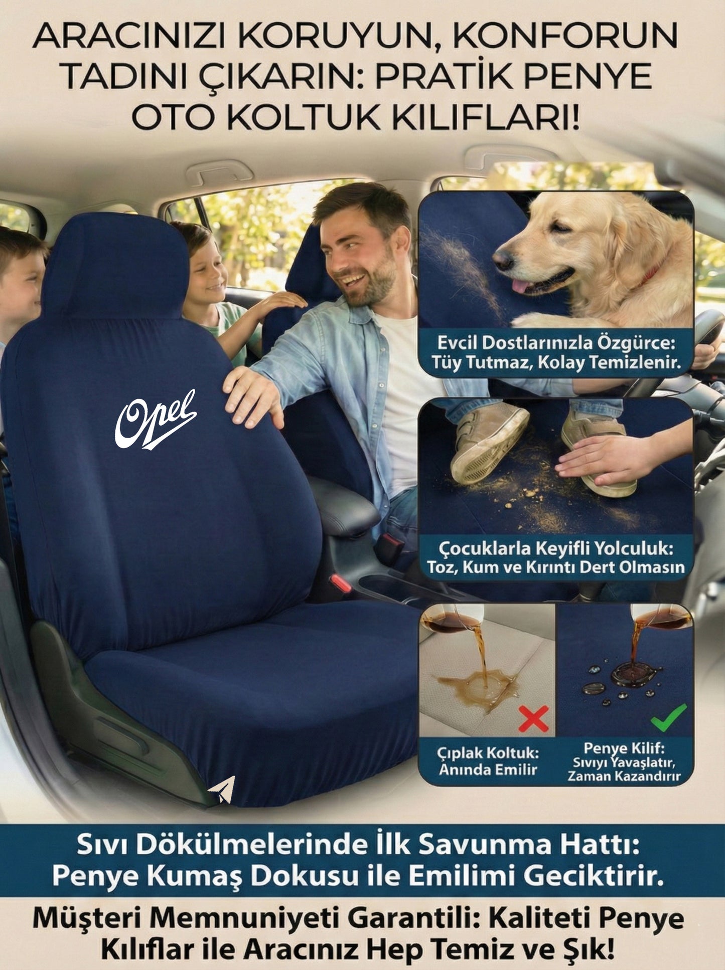opel uyumlu penye oto koltuk kılıfı