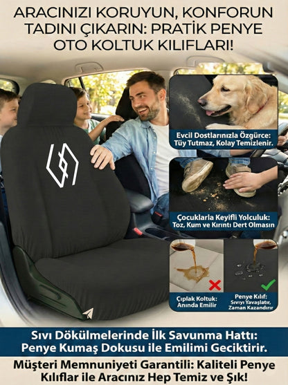 Renault Uyumlu Penye Oto Koltuk Kılıfı