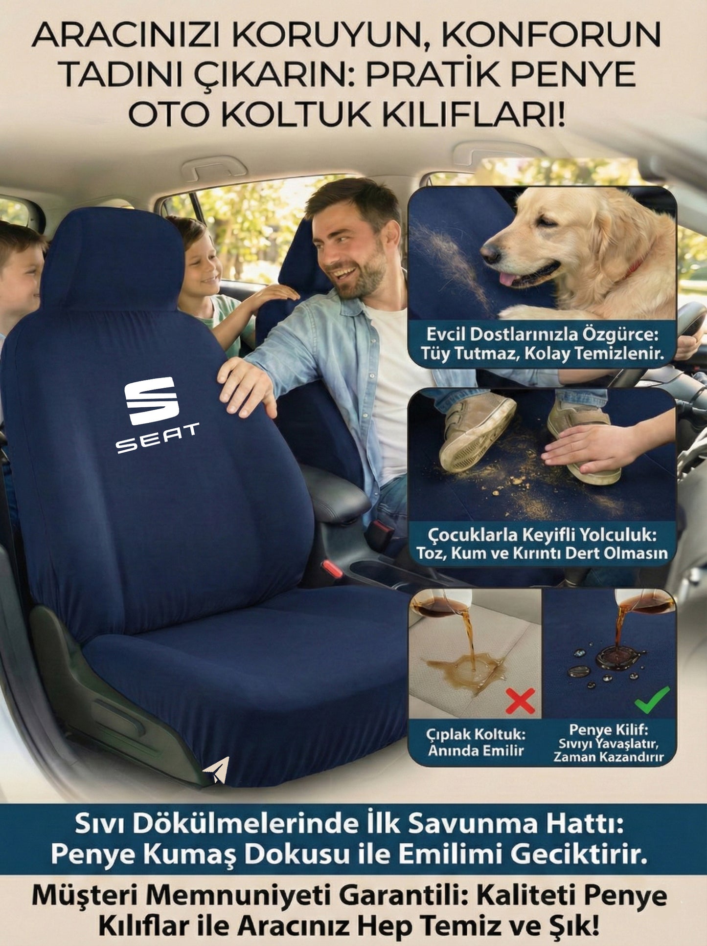 seat uyumlu penye oto koltuk kılıfı