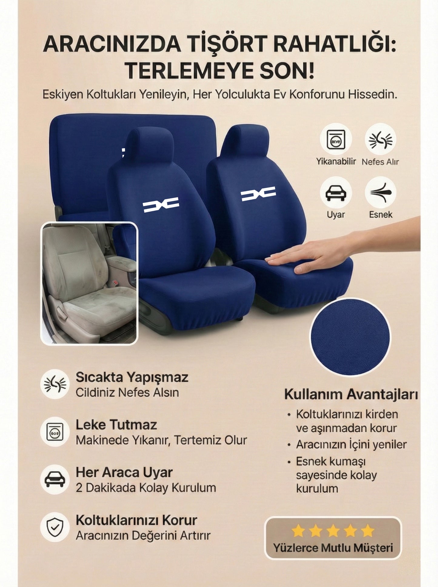 dacia uyumlu penye oto koltuk kılıfı
