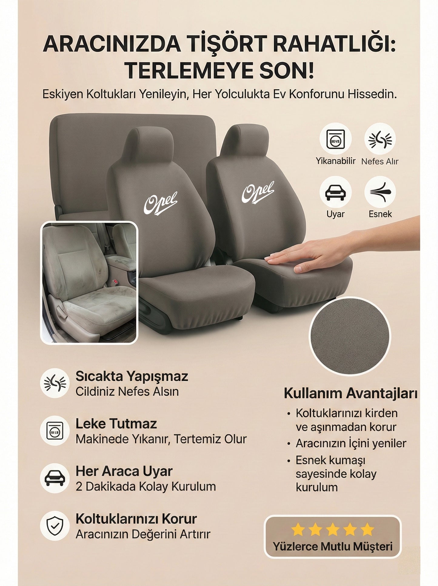 opel uyumlu penye oto koltuk kılıfı