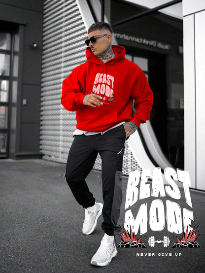 Kadın, Erkek Sweatshirt Oversize Beast Mode Baskılı Kalın Siyah Sevgili Sweatshirt