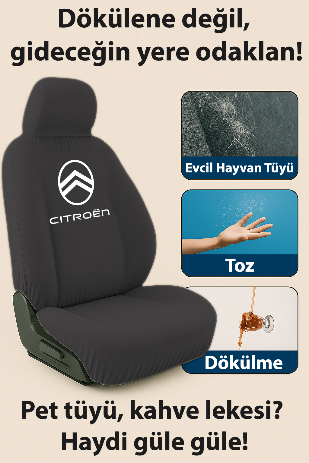 citroen c3 ile uyumlu oto koltuk kilifi fit yapisi ile aracinizin havasini degistirir
